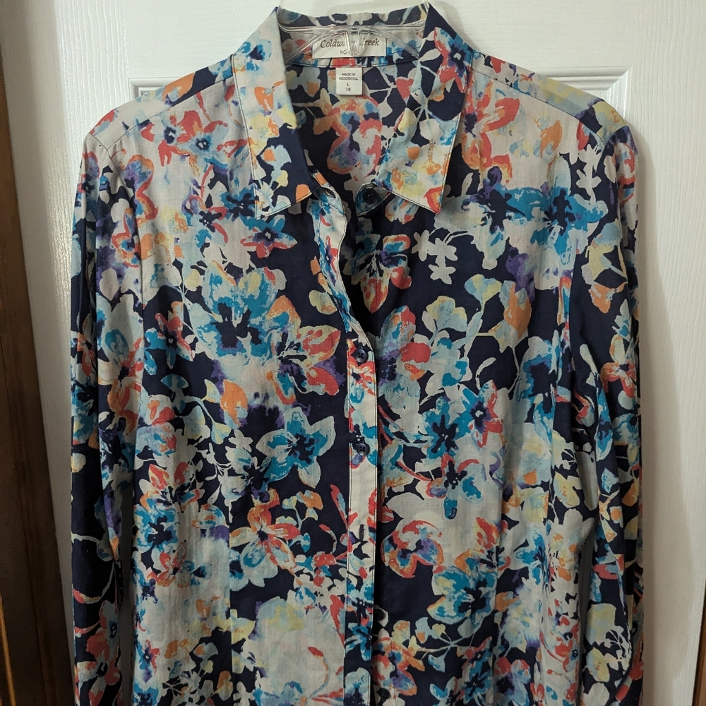 Women's Button Down Blouse, Large/14